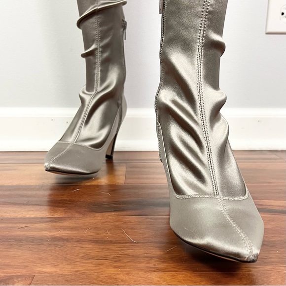 FREE PEOPLE GRAY SATIN OVER-THE-KNEE BOOTS - Picture 8 of 9